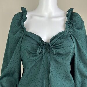 Topshop Dark Green Blouse